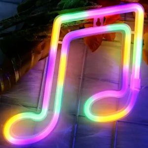 Neon LED Music Note Decor. Wall Hanging